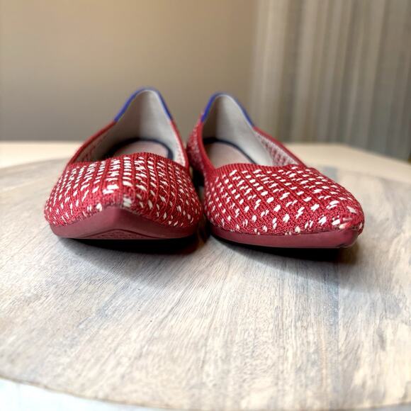 Rothy's Red Apple Honeycomb Knit Point Flat Shoes Women's Size 6.5 - Picture 5 of 12